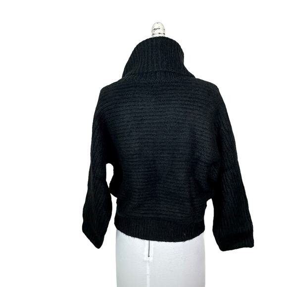 Leith Ribbed Turtle Neck Drop Shoulder Sweater Black Women Small NWT Boxy - Picture 3 of 8